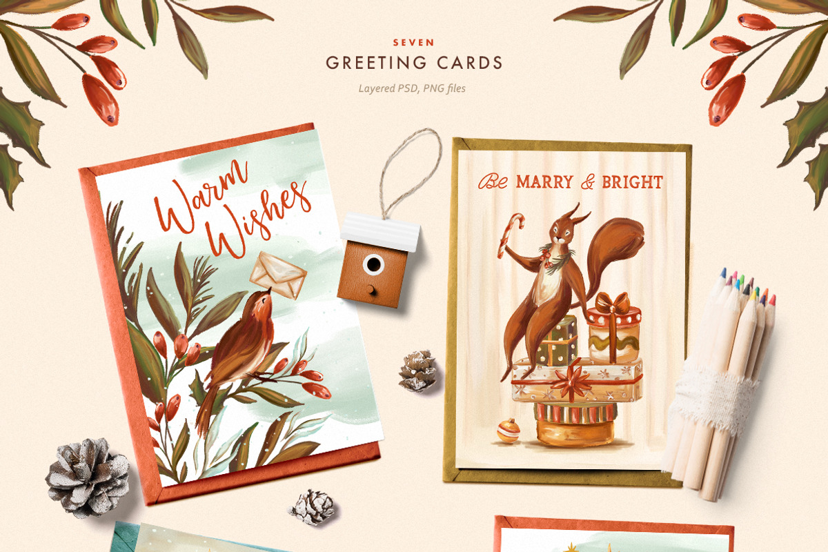 Christmas Squirrels & Winter Scenes, an Animal Illustration by Yeticrab (Photo 3 of 12)