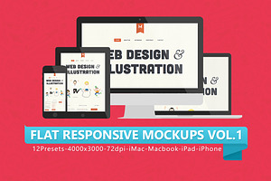 12 Flat Responsive Mockups