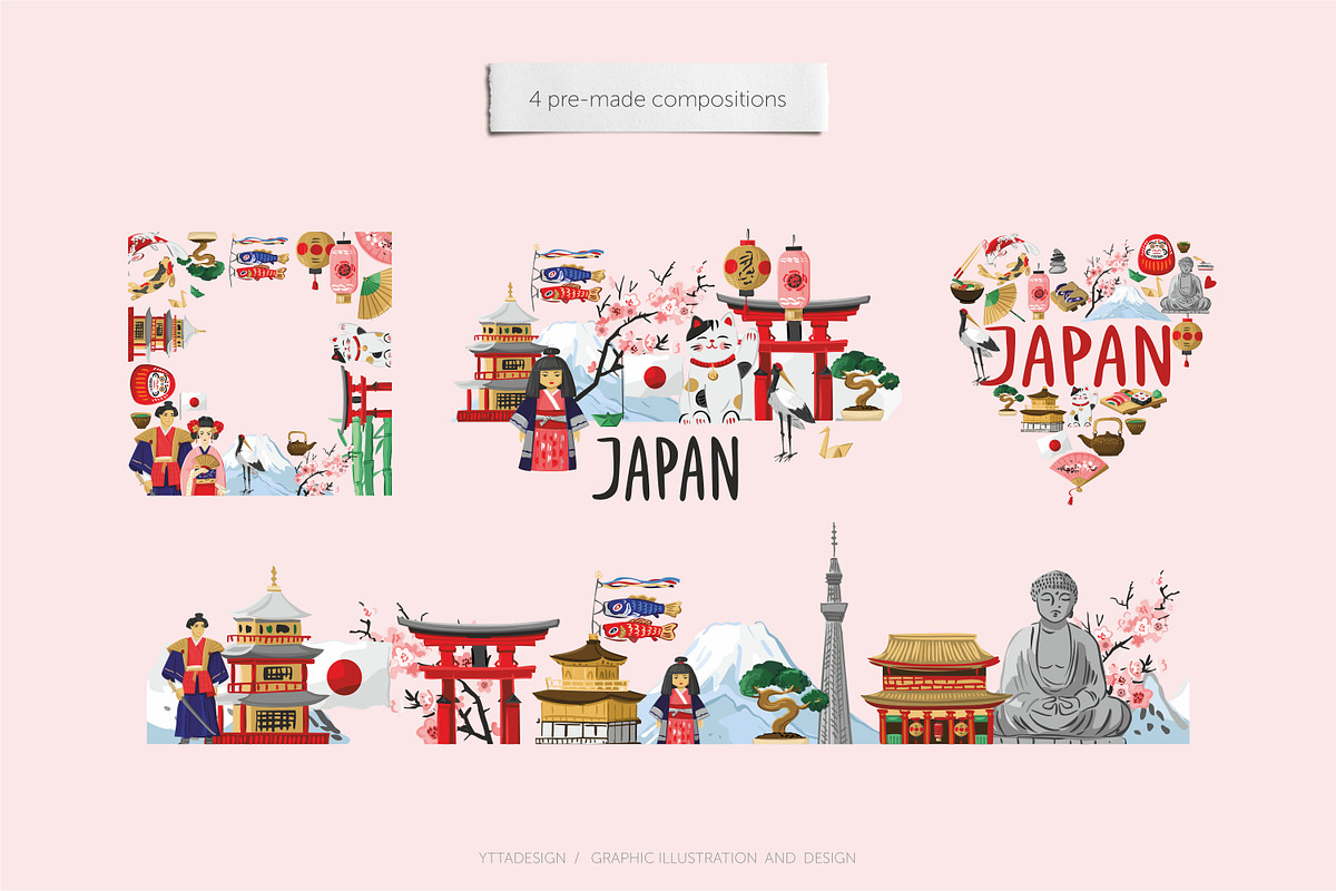 Japan symbols, patterns, map, an Object Graphic by yttadesign (Photo 12 of 17)