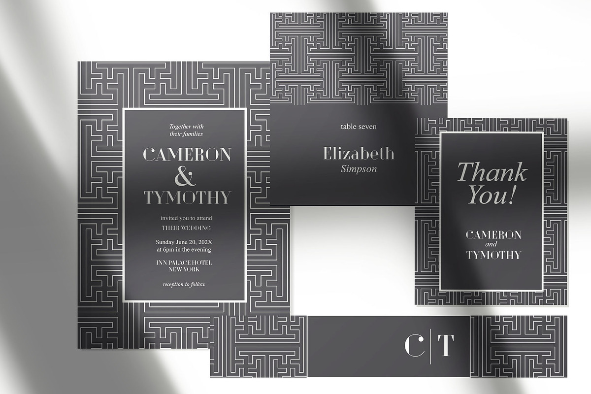 Art Deco Wedding Suite, an Invitation Template by cafelab_store (Photo 5 of 5)