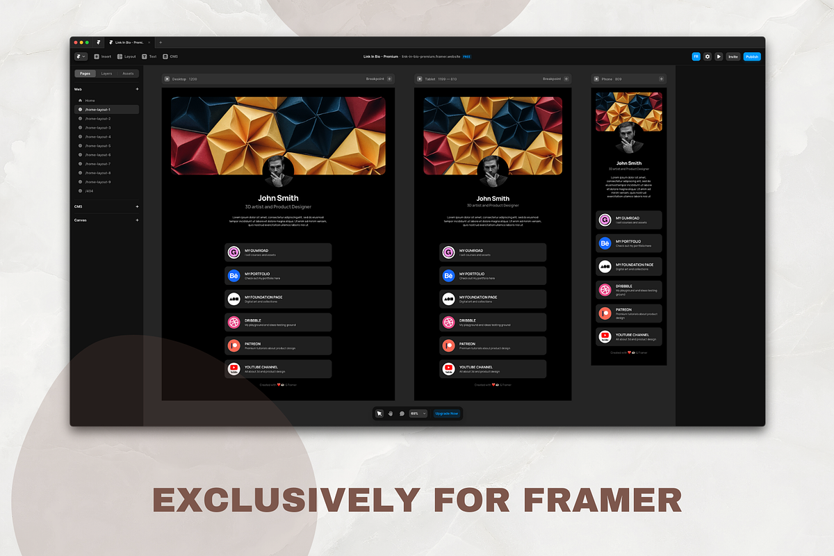 Link In Bio - Framer template