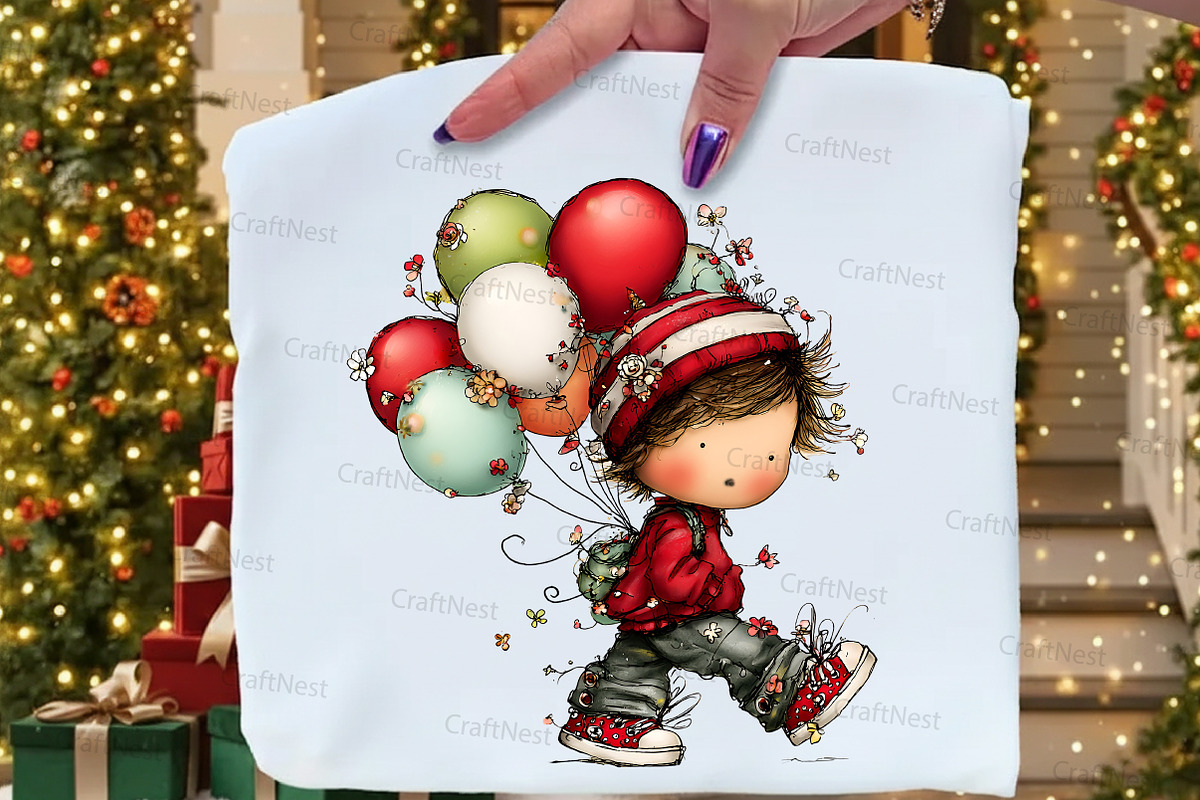 Whimsical Cute Kids With Balloons, an Illustration by Craft Nest (Photo 3 of 7)