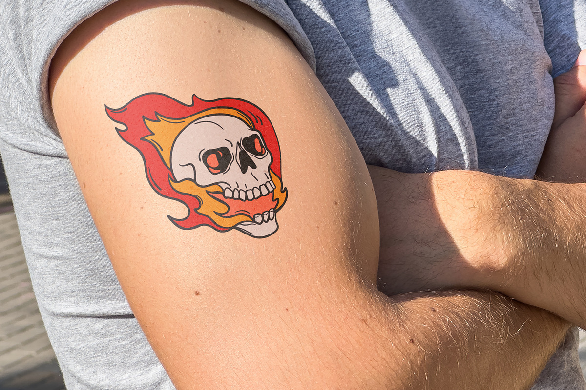 Horror vintage skull tattoo art set, a Decorative Illustration by Good Studio (Photo 15 of 16)