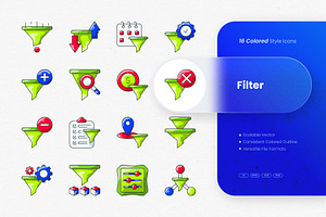 Filter Colored Icons, an Outline Icon by cidcud_graphic