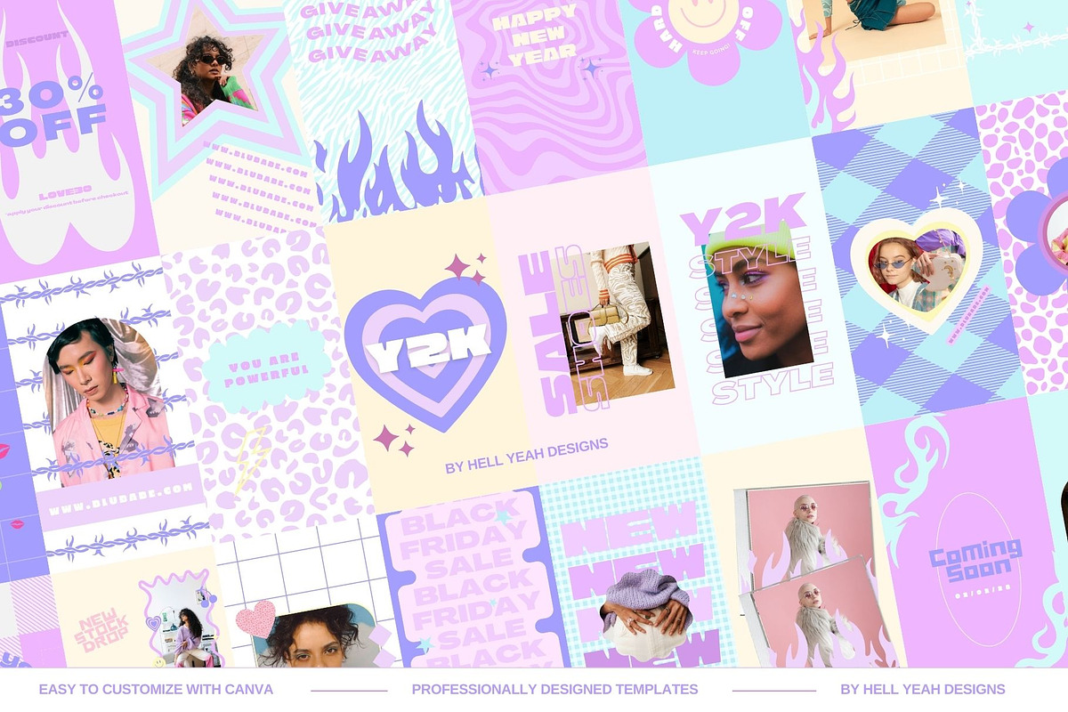 Y2K Instagram Post n Story Templates, a Social Media Template by Hell Yeah Designs (Photo 10 of 10)