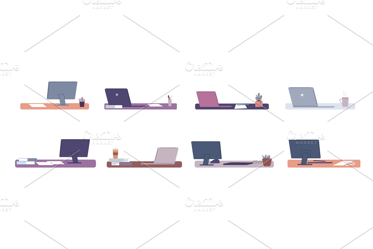 Workplaces. Desk with laptop, an Object Illustration by Valerie Bodnar