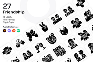 Friendship Icons Set - Glyph, a Solid Icon by Kmg Design