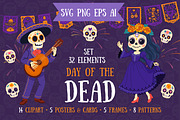 Cute Day of the Dead Set, a Seasonal Illustration by Bielousova Art (Thumbnail 1 of 9)