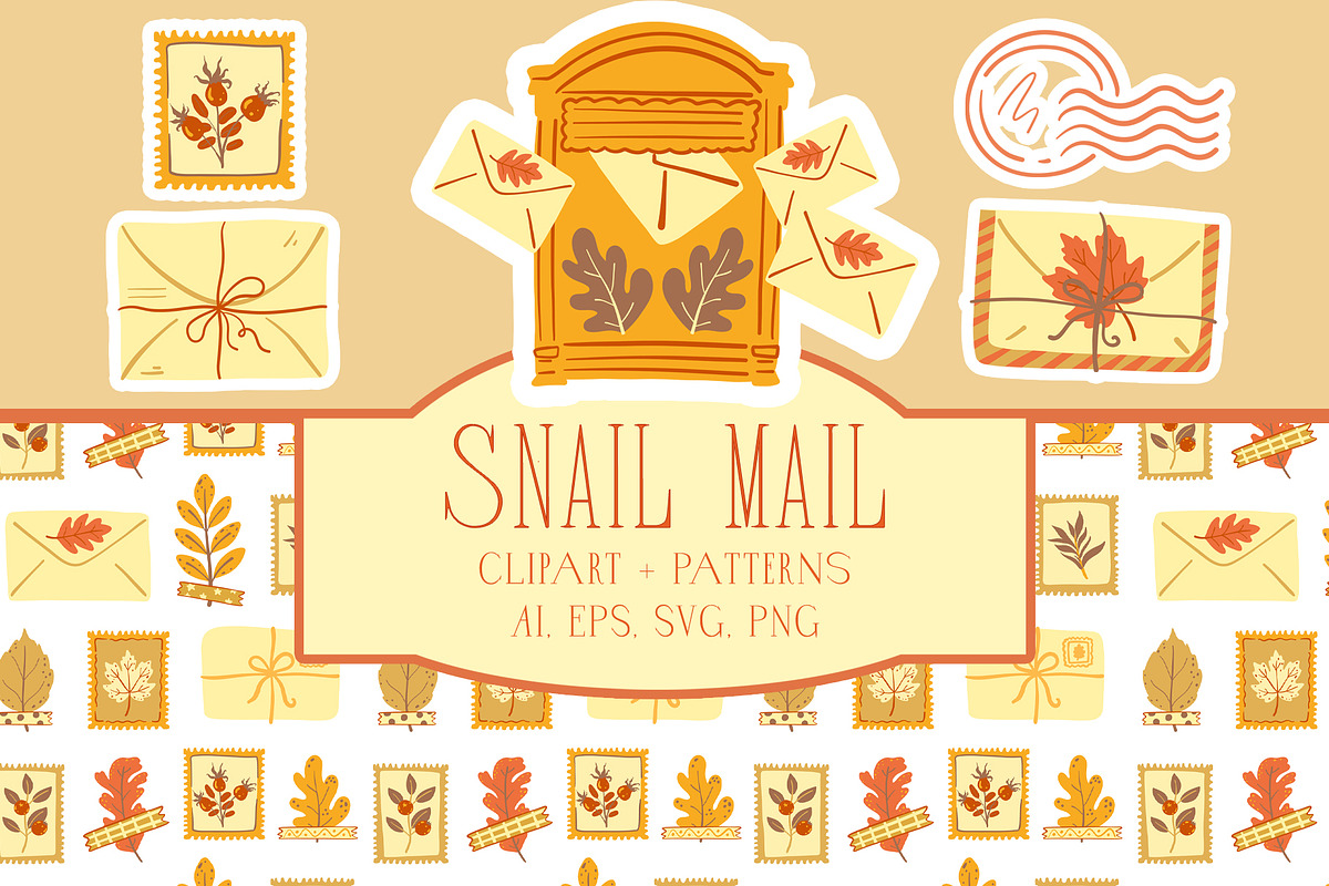 Snail Mail clipart patterns, a Seasonal Illustration by Carpet Tapete Pretzel (Photo 1 of 10)