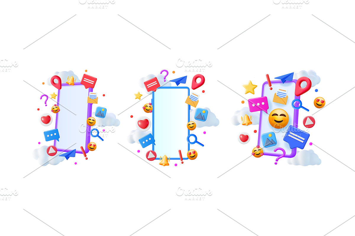 Set of three mobile phones with, a Technology Illustration by Abscent