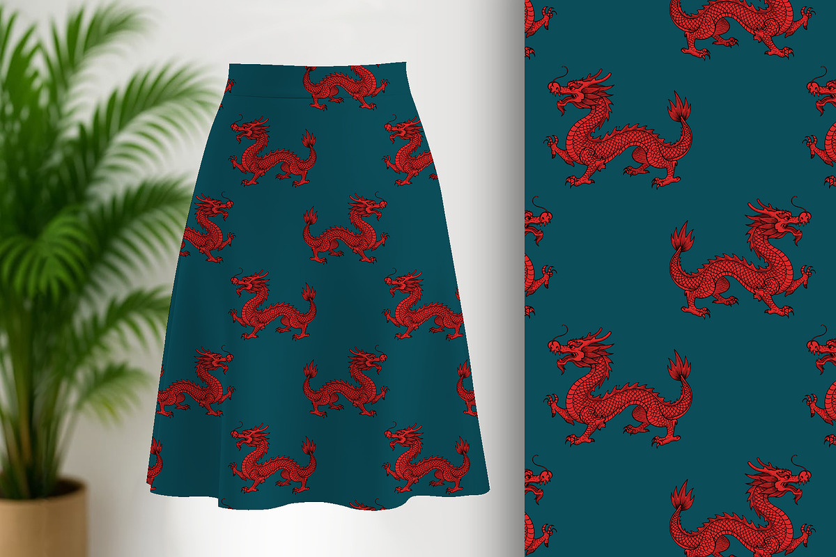 Regal Red Dragon Seamless Pattern, a Pattern Graphic by Sharon Schwalbe (Photo 2 of 7)