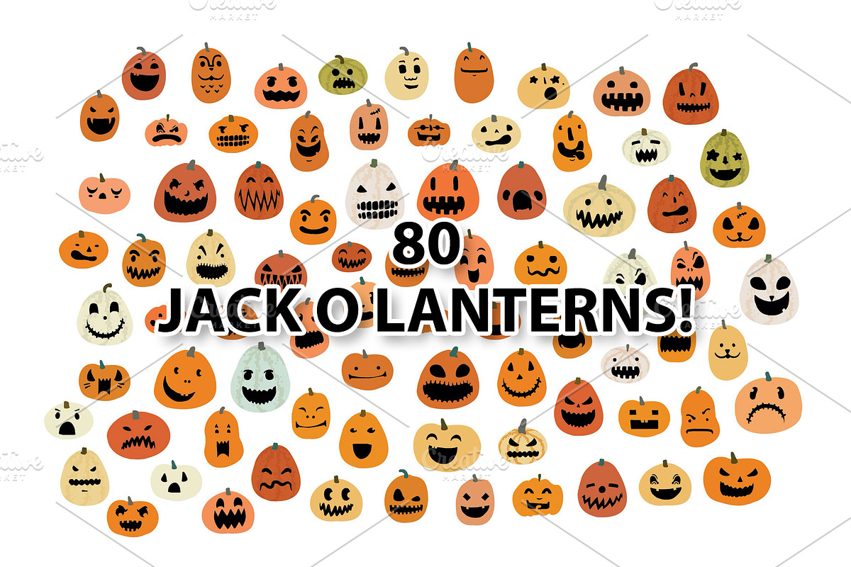 80 Hand Drawn Jack-O-Lantern Vectors, an Illustration by MarkieAnn Creative (Photo 5 of 5)