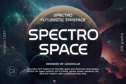 Spectro Space futuristic font, a Sans Serif Font by Ledokolua