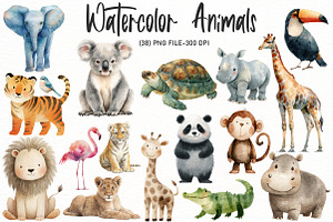 watercolor Animals clipart, an Illustration by Designworld