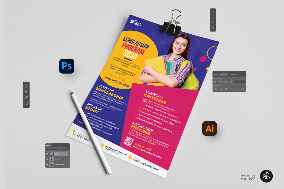 Scholarship Program Flyer Template, a Flyer Template by Aam360 (Photo 3 of 3)