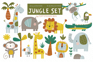 Jungle Clipart & Paper Set