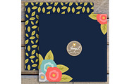 Coral Navy Floral Digital Papers, a Pattern Graphic by JennyL Designs (Thumbnail 2 of 5)