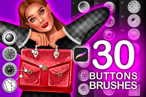 30 Procreate Button Brushes