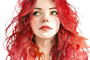 Young woman with red hair looking up, a Photo by Beautiful things