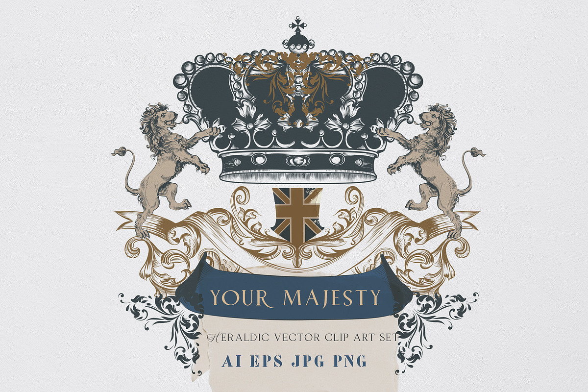 Your Majesty vector heraldic clipart, a Decorative Illustration by FleurArt (Photo 1 of 10)