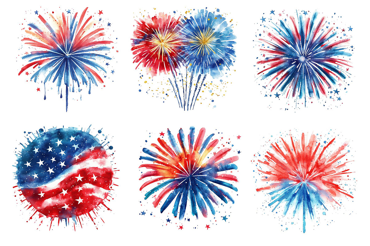 Patriot Fireworks, 4th of July Png, an Illustration by Dream Creation (Photo 3 of 6)