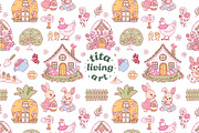 Easter Village Seamless Pattern, a Seasonal Illustration by TitaLivingArt (Thumbnail 2 of 13)