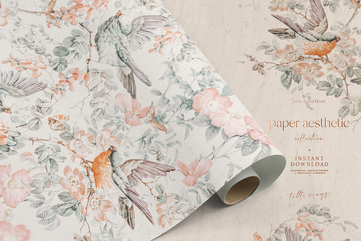 Pastel Floral Luxury Pattern, a Pattern Graphic by paper aesthetic (Photo 3 of 9)