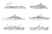 Vector Line set of Ships and Boats, a Transportation Illustration by Tettygreen (Thumbnail 2 of 3)