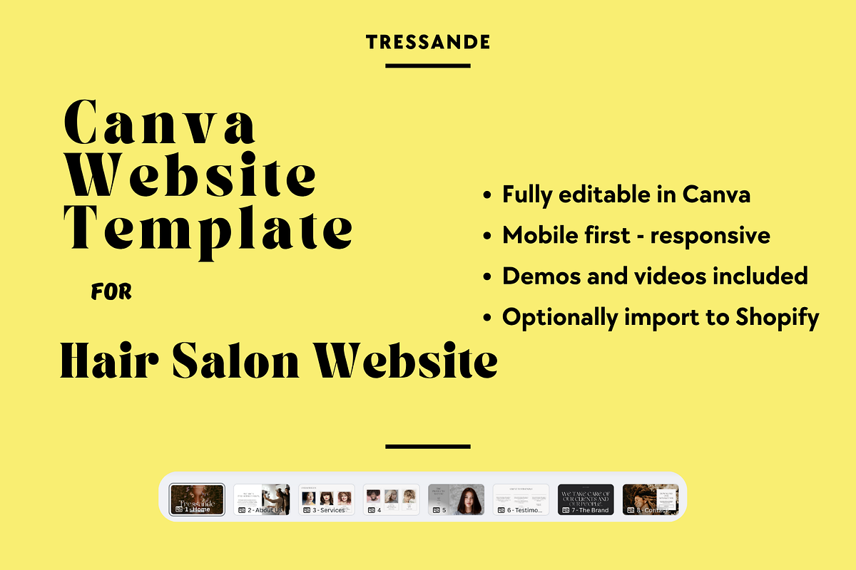 Canva Website Template - Tressande, a Landing Page Template by nofusshere (Photo 1 of 9)