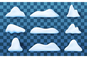 3d snowdrift or snow set for winter, an Object Illustration by Abscent