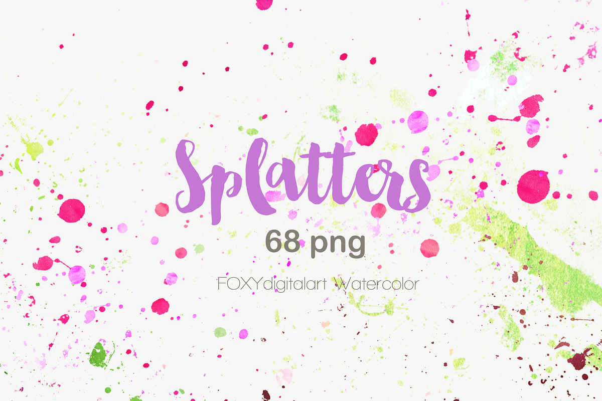 Watercolor paint brush splatters ink, a Texture Graphic by FOXYdigitalart (Photo 9 of 9)