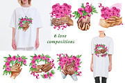 Watercolor peonies and hands clipart, a Person Illustration by Fresh art by Larysa (Thumbnail 6 of 7)