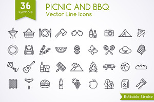 Picnic and BBQ icons + Patterns