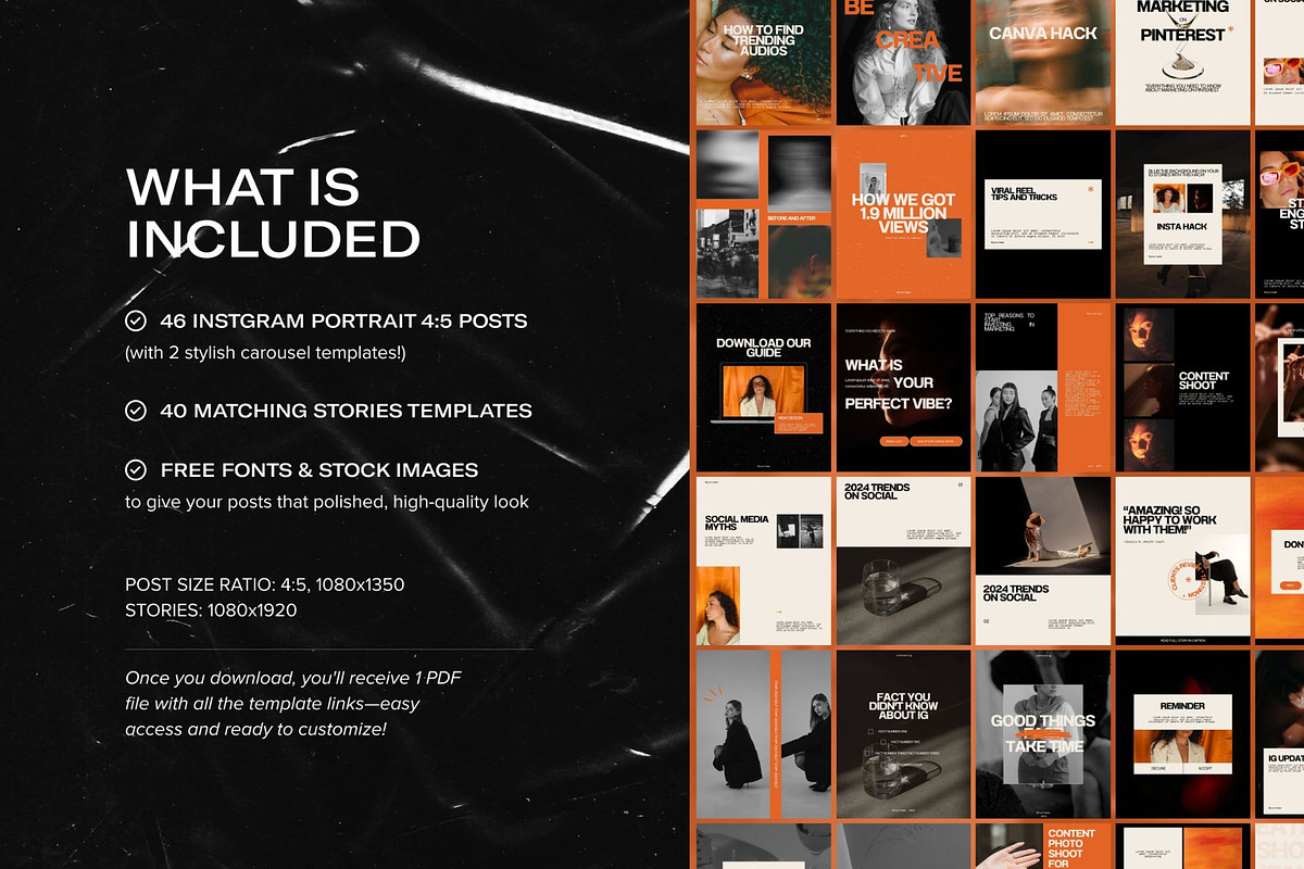 Portrait Instagram Templates Orange, a Social Media Template by Digital&Chic (Photo 3 of 6)