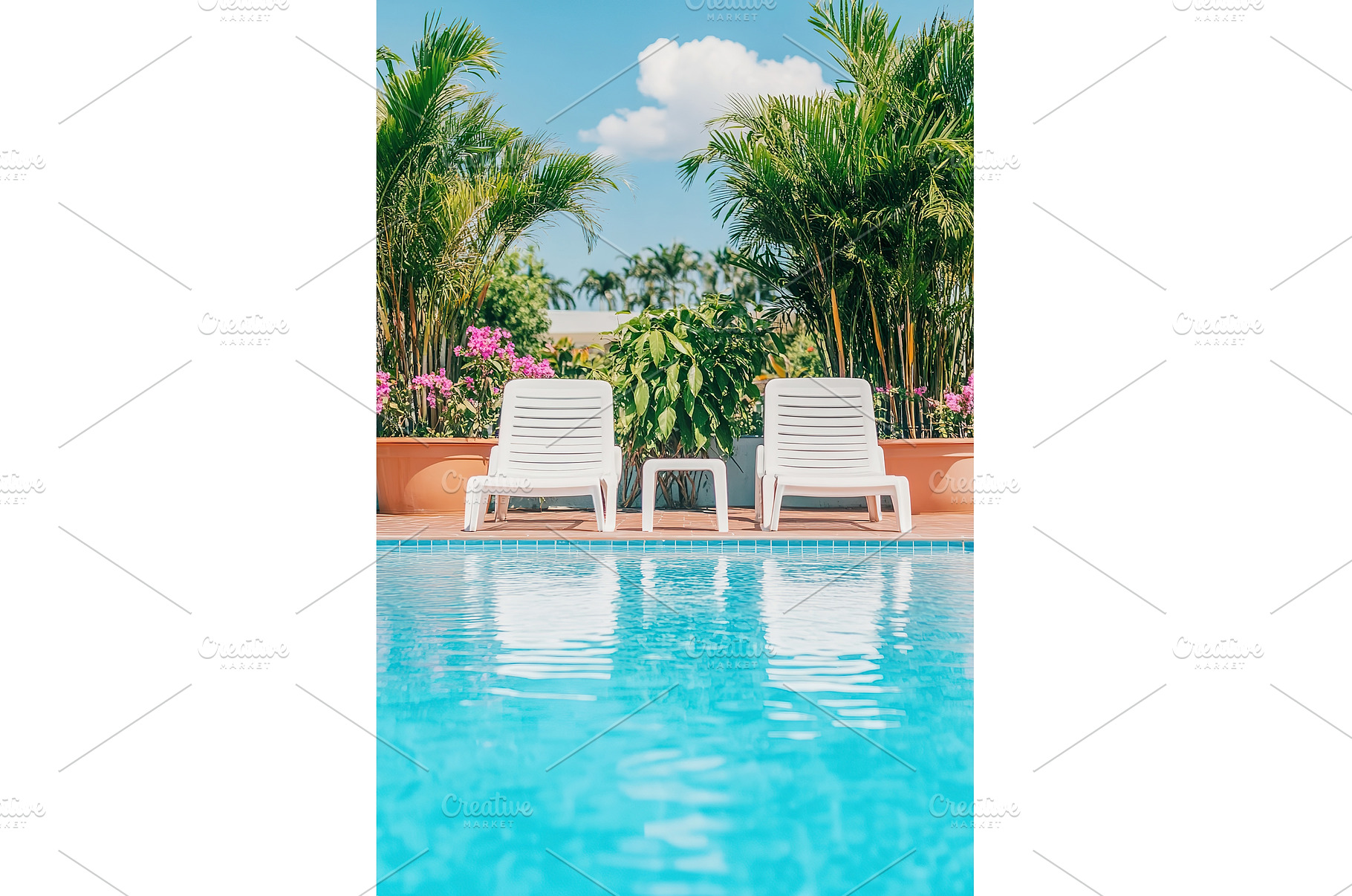 Relaxing poolside chairs in tropical, a Nature Photo by Lermont51