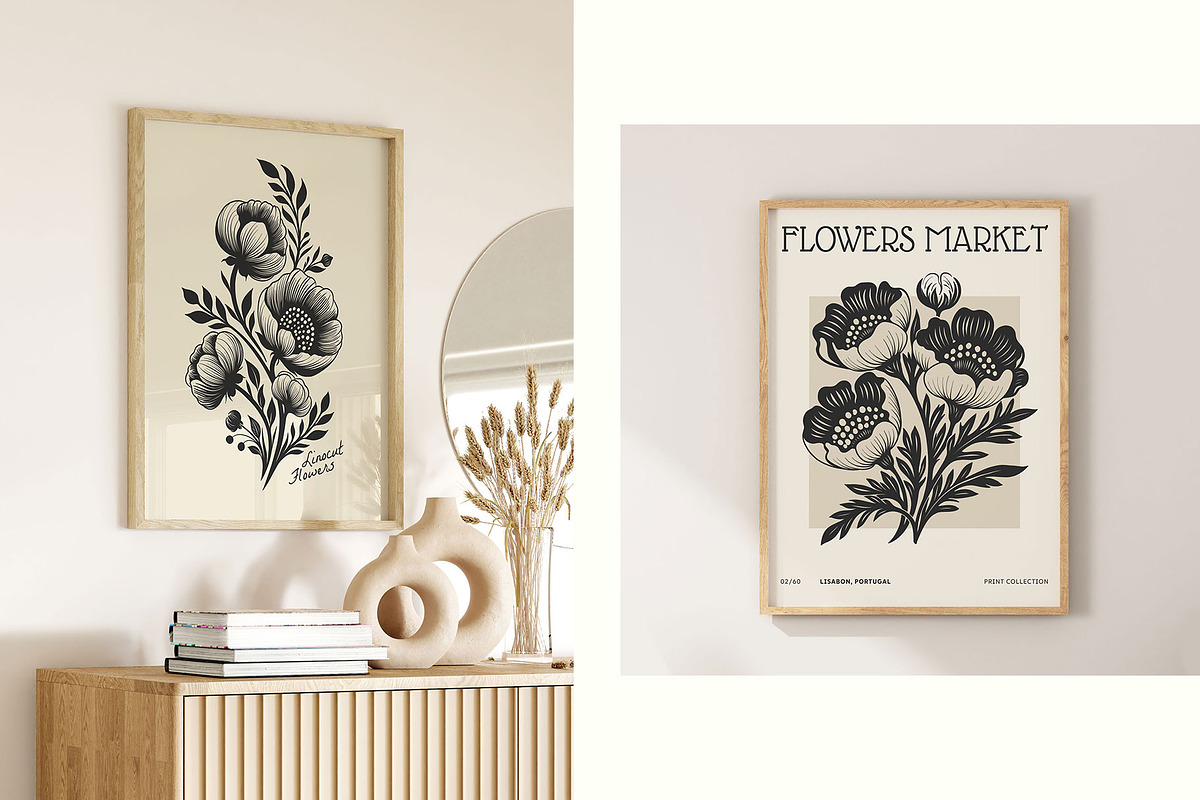 Linocut Flowers #2 | Poster Builder, an Object Graphic by KetteCreate (Photo 9 of 13)