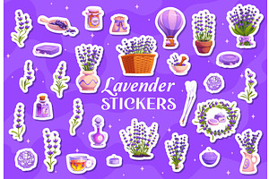 Cartoon stickers pack, lavender, a Healthcare Illustration by Vector Tradition