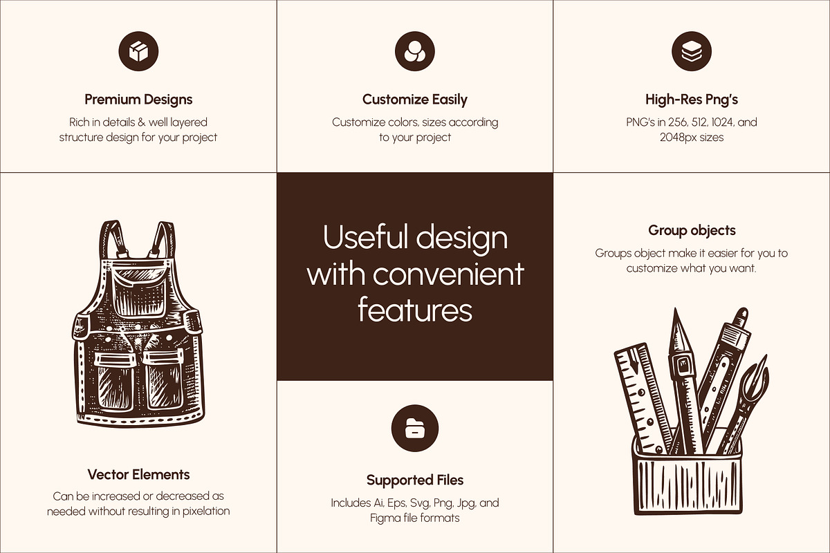 Vintage Tools Illustration Set, an Object Illustration by Prosymbols (Photo 2 of 8)