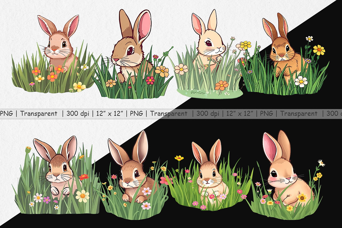 Grass Bunny Clipart, a Graphic by Artnoy (Photo 2 of 5)