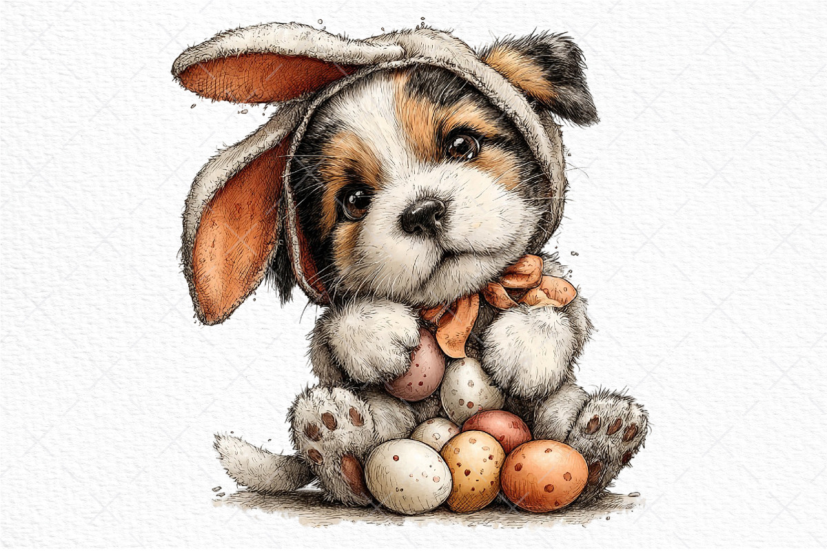 Whimsical Funny Easter Dog Clipart, an Illustration by Craft Nest (Photo 10 of 11)