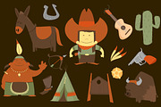 Cowboy western clip-art pack, an Illustration by Pelican graphics (Thumbnail 2 of 2)