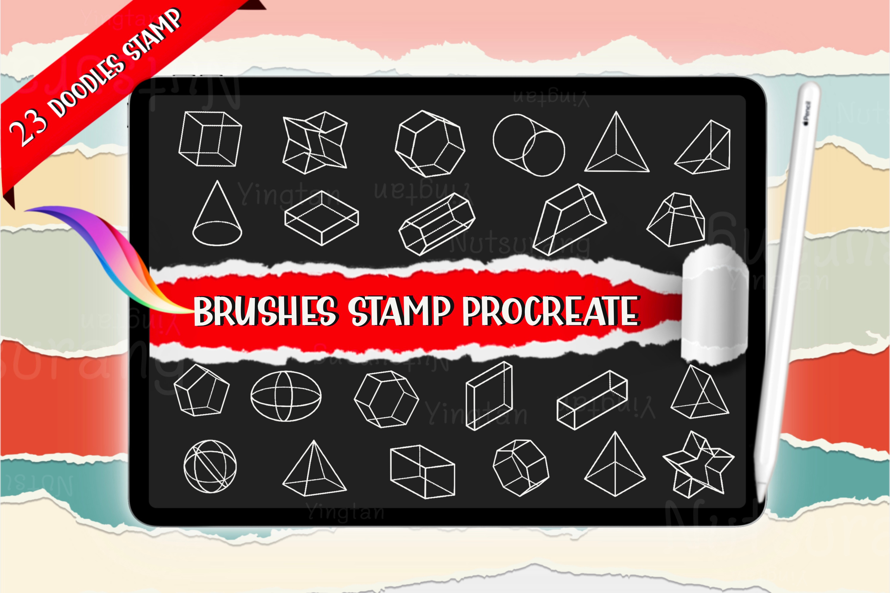 Geometric 3D Shapes Brushes Procreate