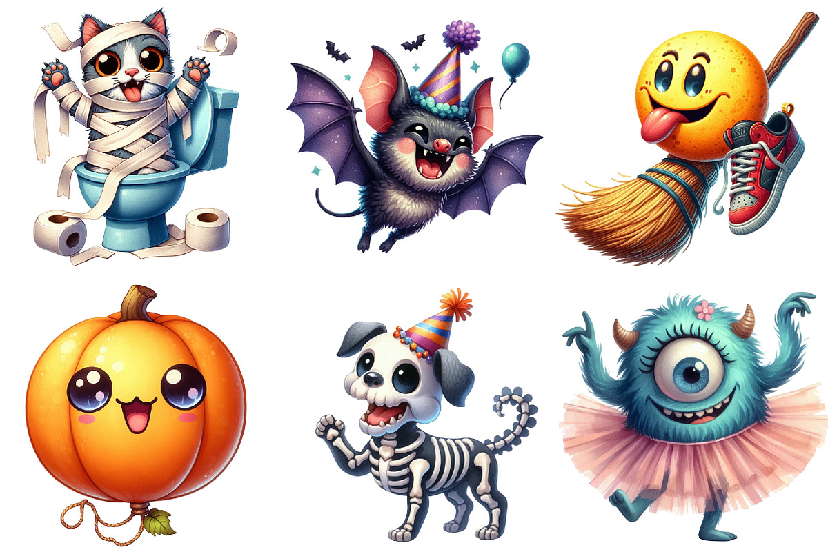 Funny Halloween Clipart, an Illustration by Watercolor design (Photo 2 of 4)