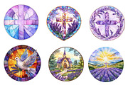 Round Lavender Blessing & Cross, an Illustration by CreationArt (Thumbnail 4 of 5)