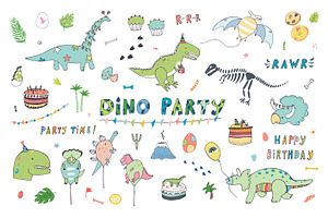 Dinosaur Party, a Pattern Graphic by GooseFrol