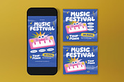 Blue Quirky Music Festival Flyer Set, a Flyer Template by graphicook (Thumbnail 3 of 3)