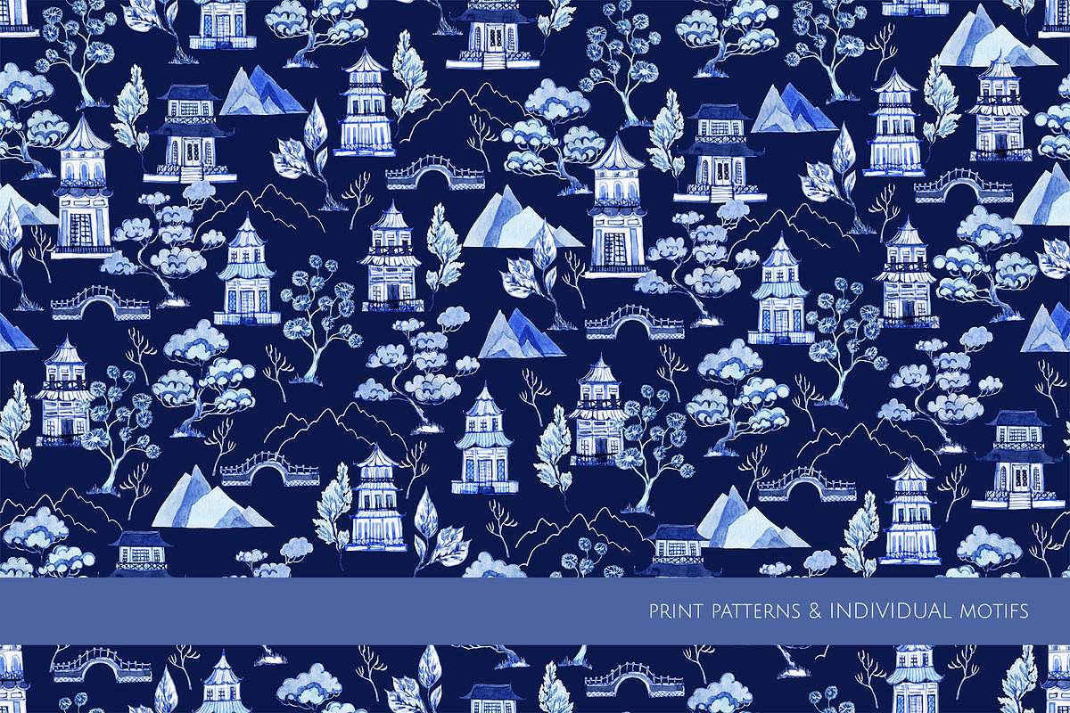 Chinoiserie Design-Pattern & motifs, a Pattern Graphic by HannaStudio (Photo 2 of 8)