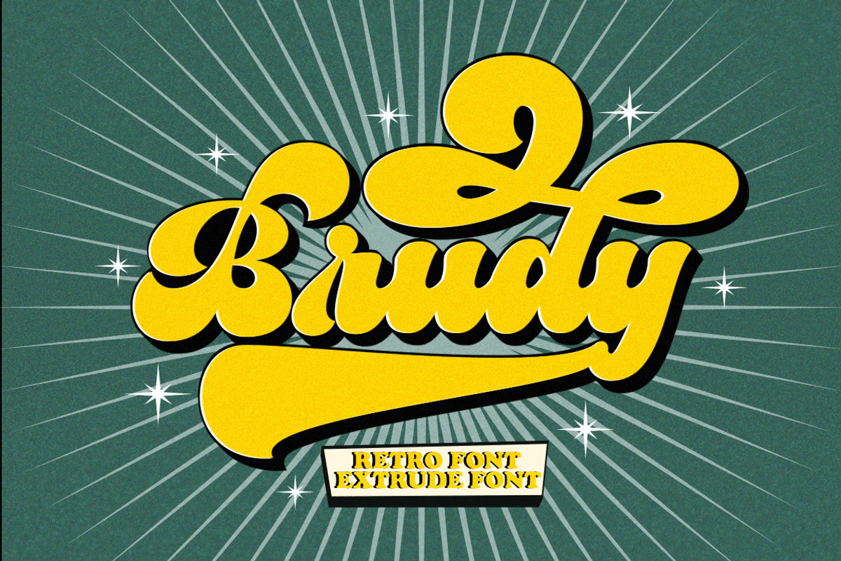 Vintage Retro Font - Brudy, a Script Font by Letter Fresh (Photo 1 of 10)