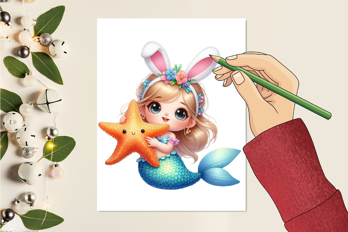 Easter Mermaid Sublimation Clipart, an Illustration by RobertsArt (Photo 2 of 7)