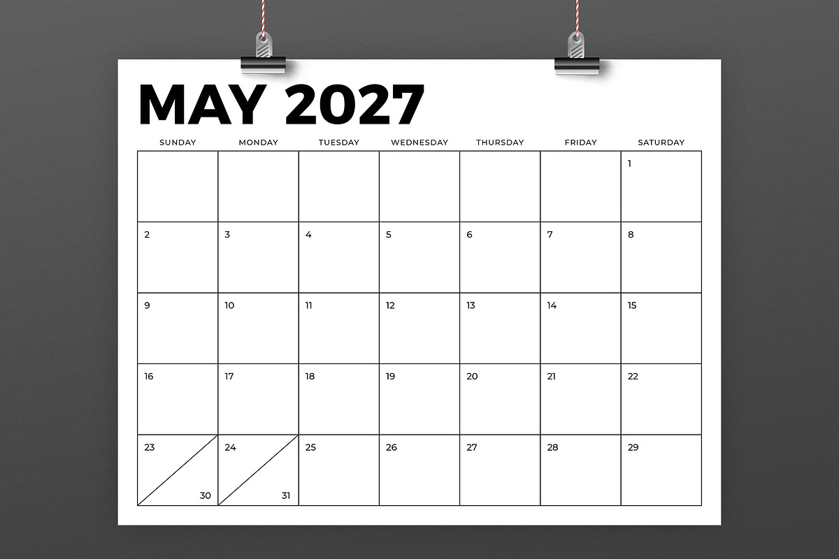 2027 8.5 x 11 Inch Calendar Template, a Stationery Template by Running With Foxes (Photo 3 of 5)